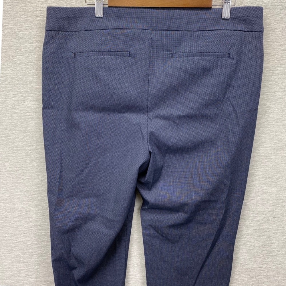 Chico's Pull On Tapered Pants Women 3R 16R Navy Blue Micro Check Stretch Career - Picture 12 of 14